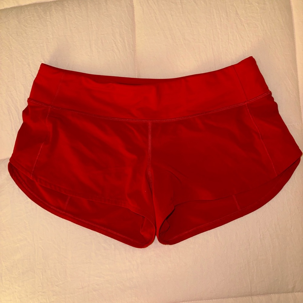 Red Lululemon Size 8 2.5in Speed Up Shorts